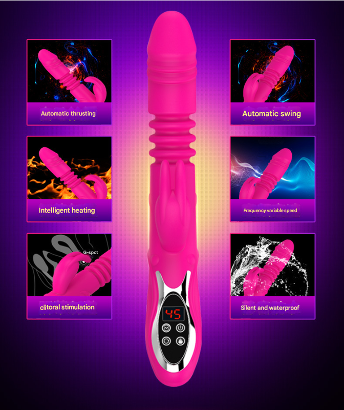 (Purple)Ultimate G-Spot & Clitoral Rabbit Vibrator - Telescopic, Heated, Rotating