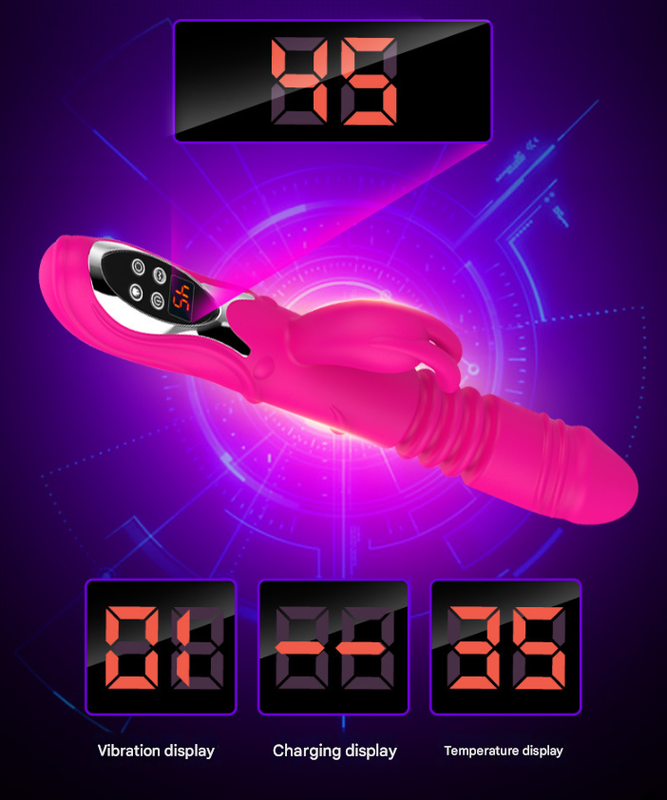 (Purple)Ultimate G-Spot & Clitoral Rabbit Vibrator - Telescopic, Heated, Rotating