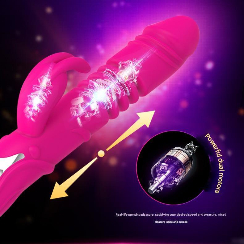 (Purple)Ultimate G-Spot & Clitoral Rabbit Vibrator - Telescopic, Heated, Rotating