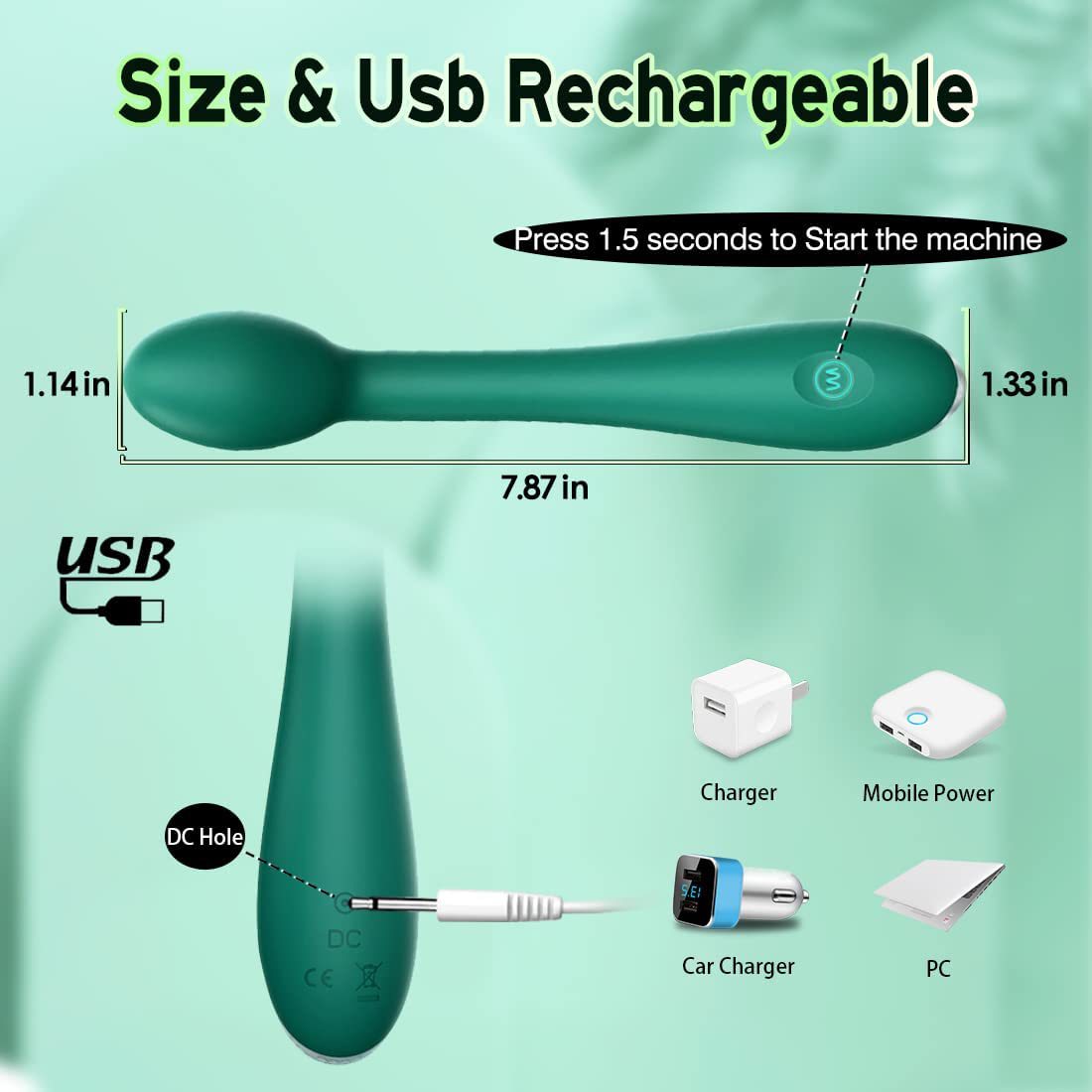 Green G-Spot Vibrator with 12 Vibration Modes - Unisex Pleasure Toy